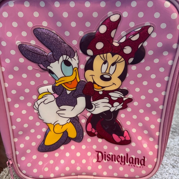 Disneyland Resort Minnie & Daisy Kids Rolling Suitcase Polka Dots Pink & White - Picture 2 of 13